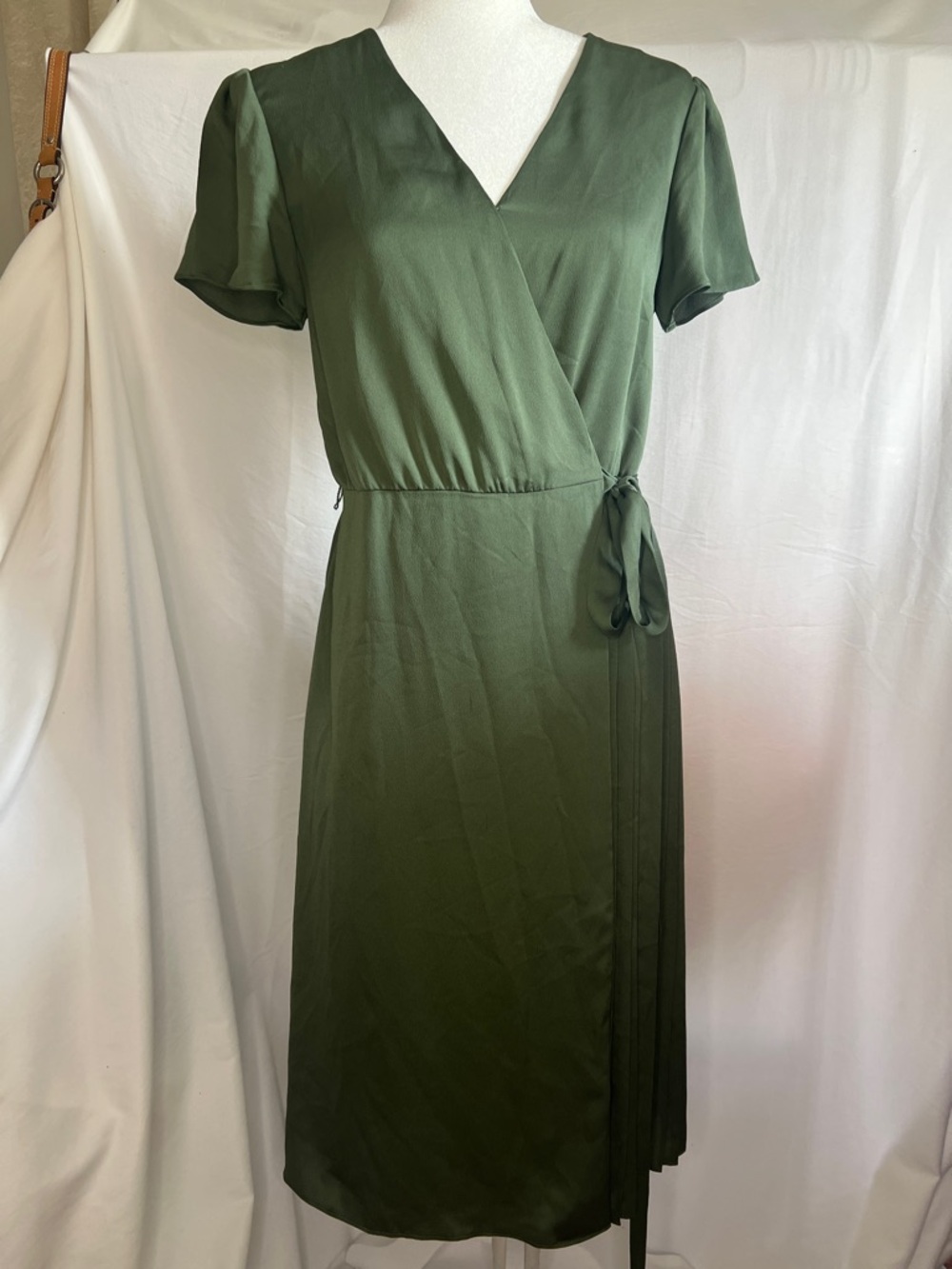 Banana Republic Olive Green Midi Wrap Dress size Small